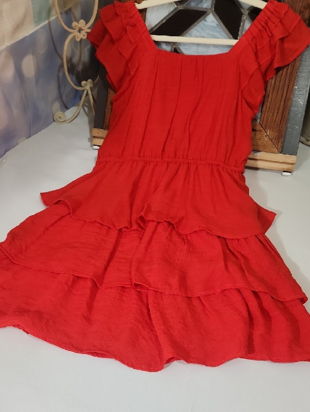 JODIFL Red Women’s Multi Tiered Mini Dress NWT - Picture 9 of 10